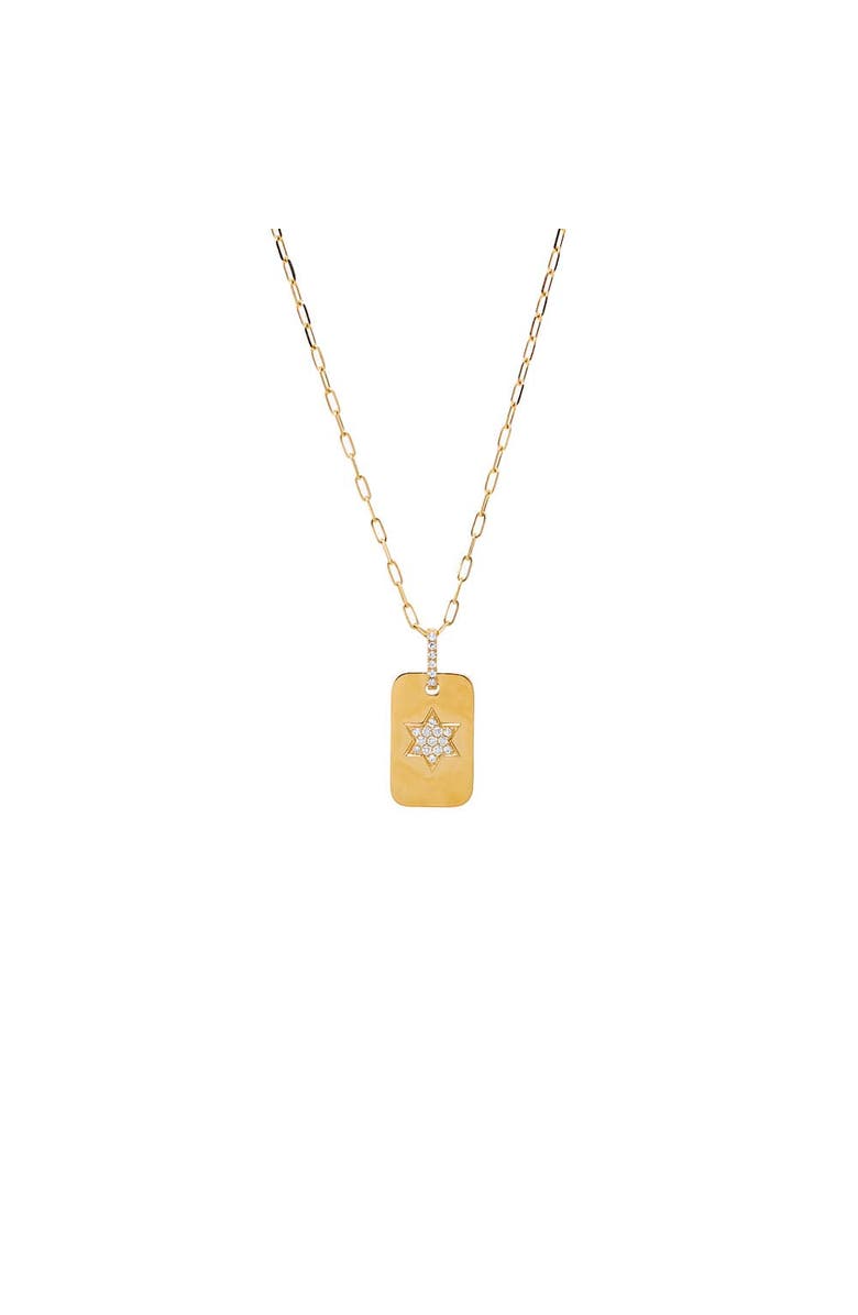 BY ADINA EDEN Diamond Pave Star Of David Dog Tag Necklace 14K, Main, color, 14K Gold