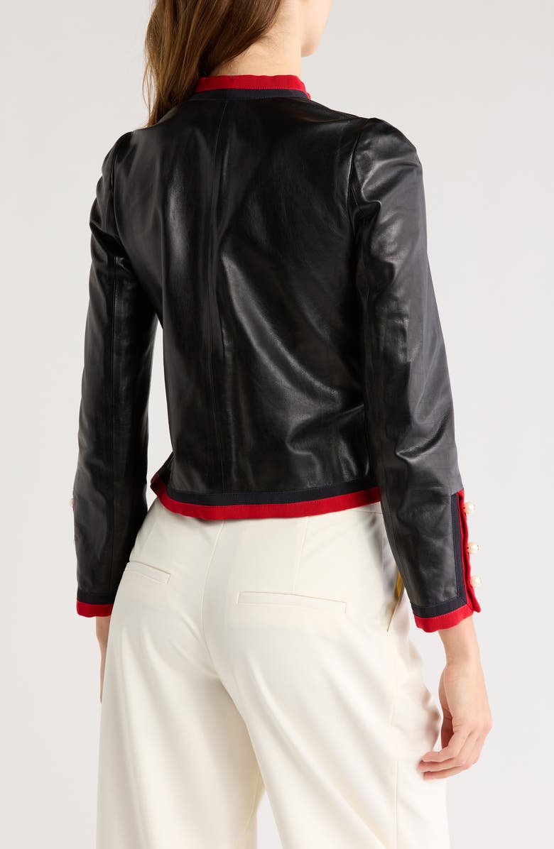 Gucci Leather Crop Jacket, Alternate, color,
