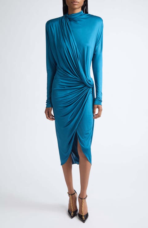 Draped Viscose Jersey Midi Dress
