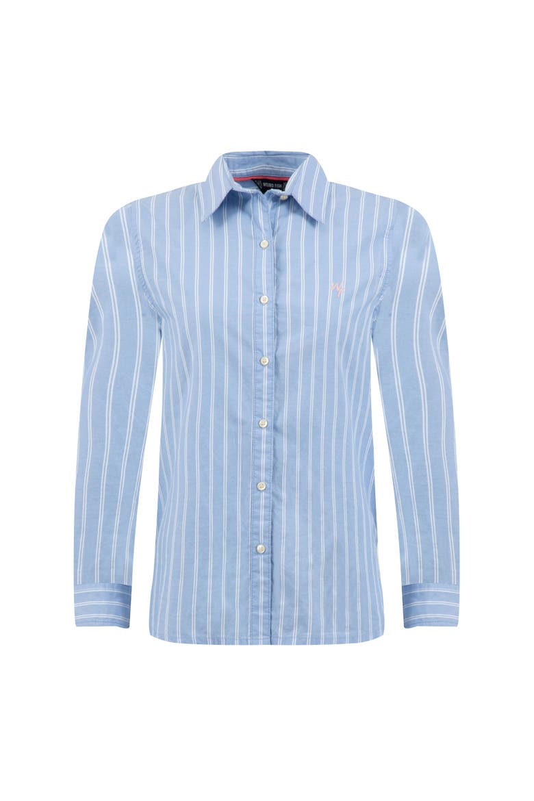 Roscoe Striped Boyfriend Shirt, Alternate, color, Denim