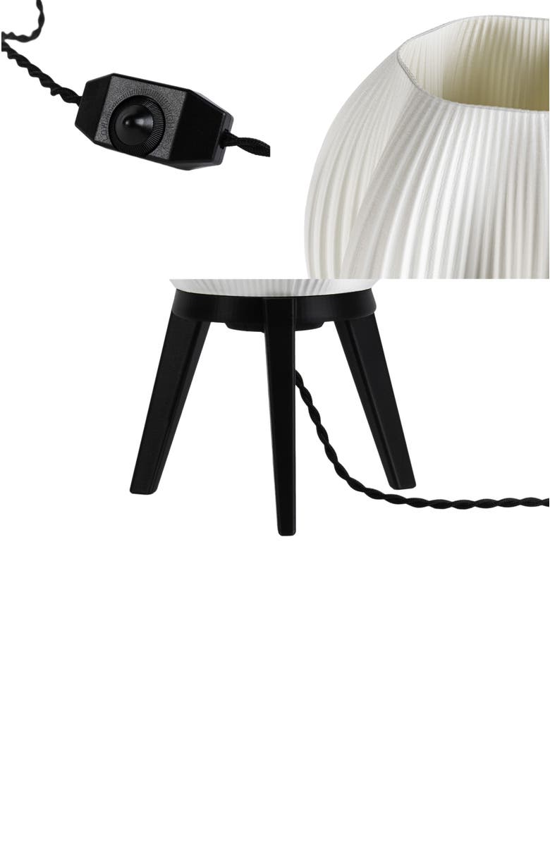 JONATHAN Y Wavy 16.5" Modern Contemporary Plant-Based PLA 3D Printed Dimmable LED Table Lamp, Alternate, color, White/Black