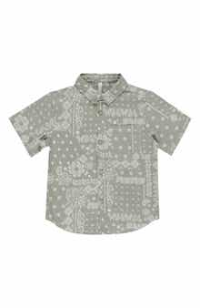 Rylee + Cru Print Linen Blend Short Sleeve Button-Up Shirt