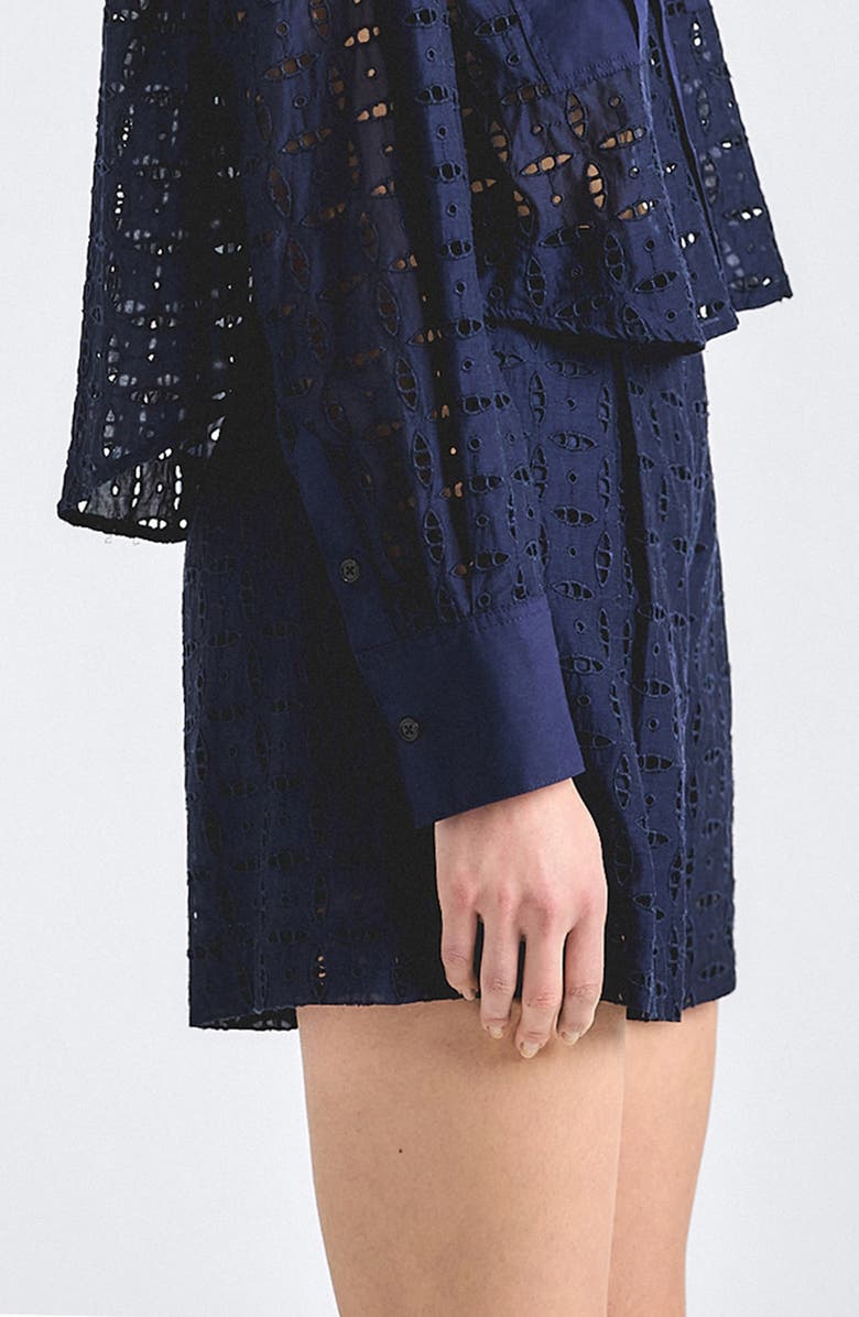 Derek Lam 10 Crosby Boswell Eyelet Lace Shorts, Alternate, color, Navy