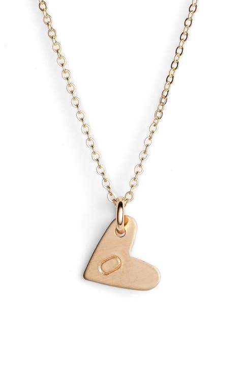 14k-Gold Fill Initial Mini Heart Pendant Necklace
