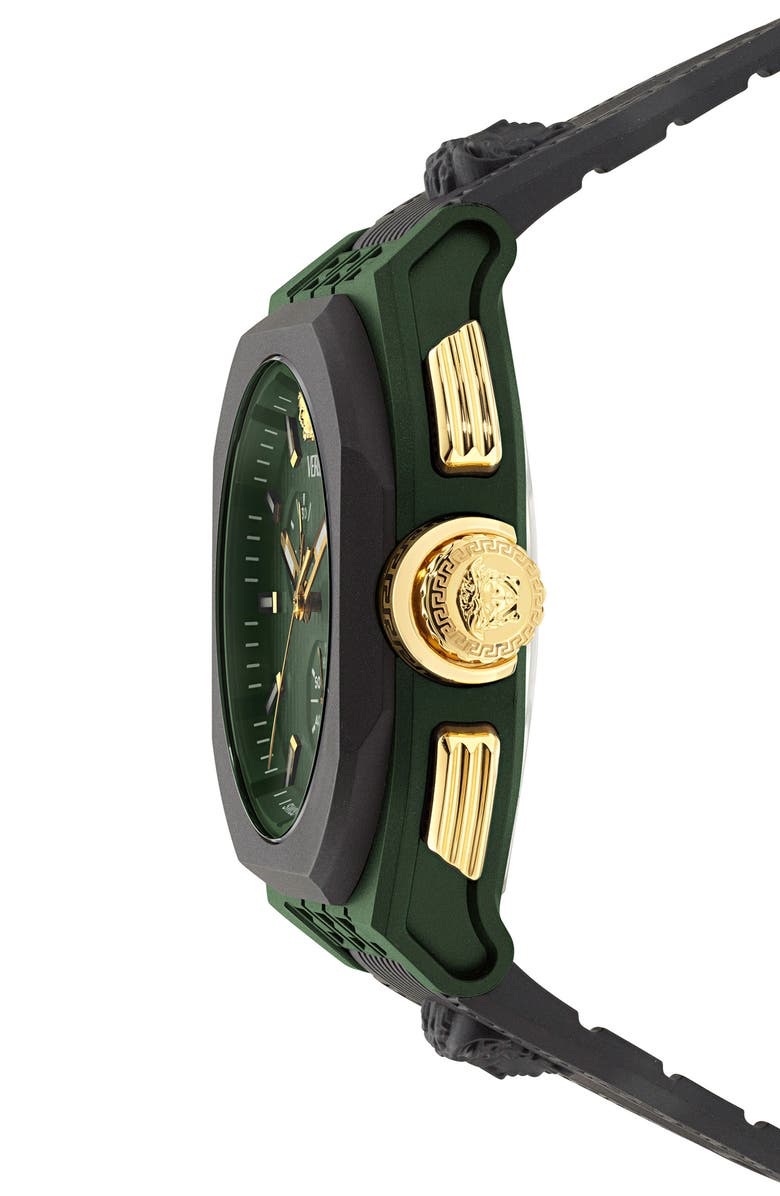 Versace V-Legend Chronograph Ceramic Strap Watch, 44mm, Alternate, color, Green/ Black