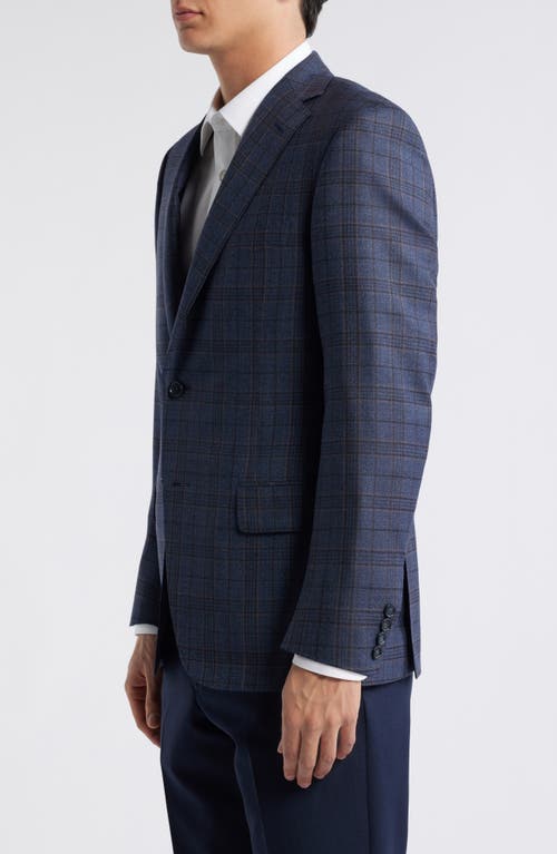 Heritage Gold Navy Plaid Super 130s Wool Sport Coat In Blue