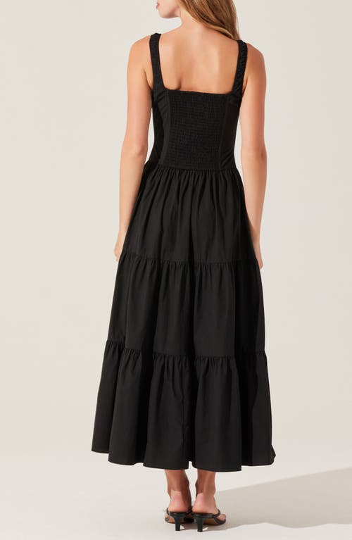 ASTR ASTR THE LABEL TEMPERANCE TIERED CORSET MIDI DRESS