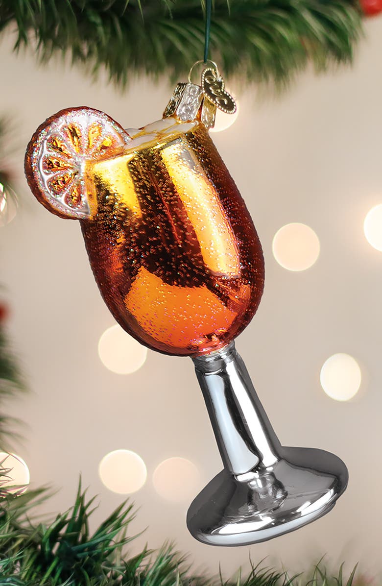 Old World Christmas Aperol Spritz Glass Ornament, Alternate, color, Gold/Orange