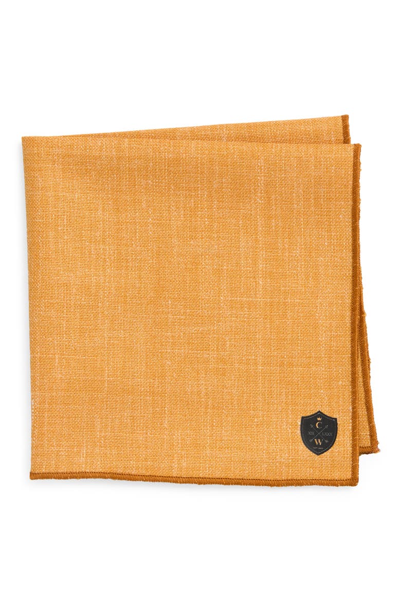 Gold Linen Pocket Square, Main, color, GOLD