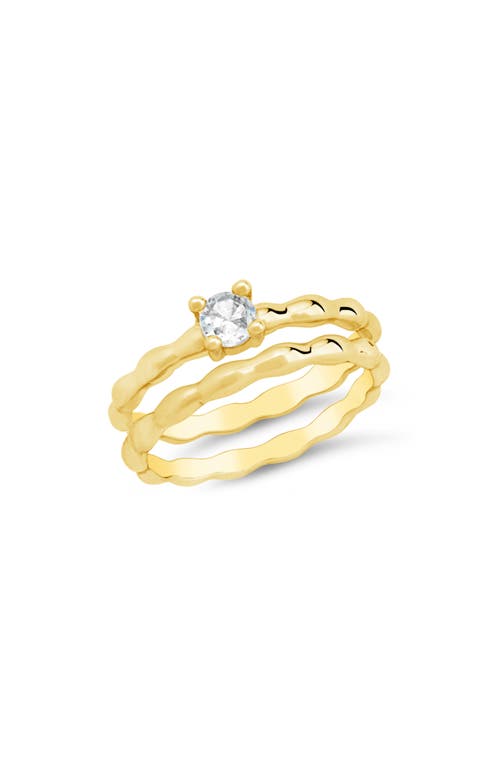 Sterling Forever Nicola Set Of 2 Cubic Zirconia Molten Band Rings In Gold