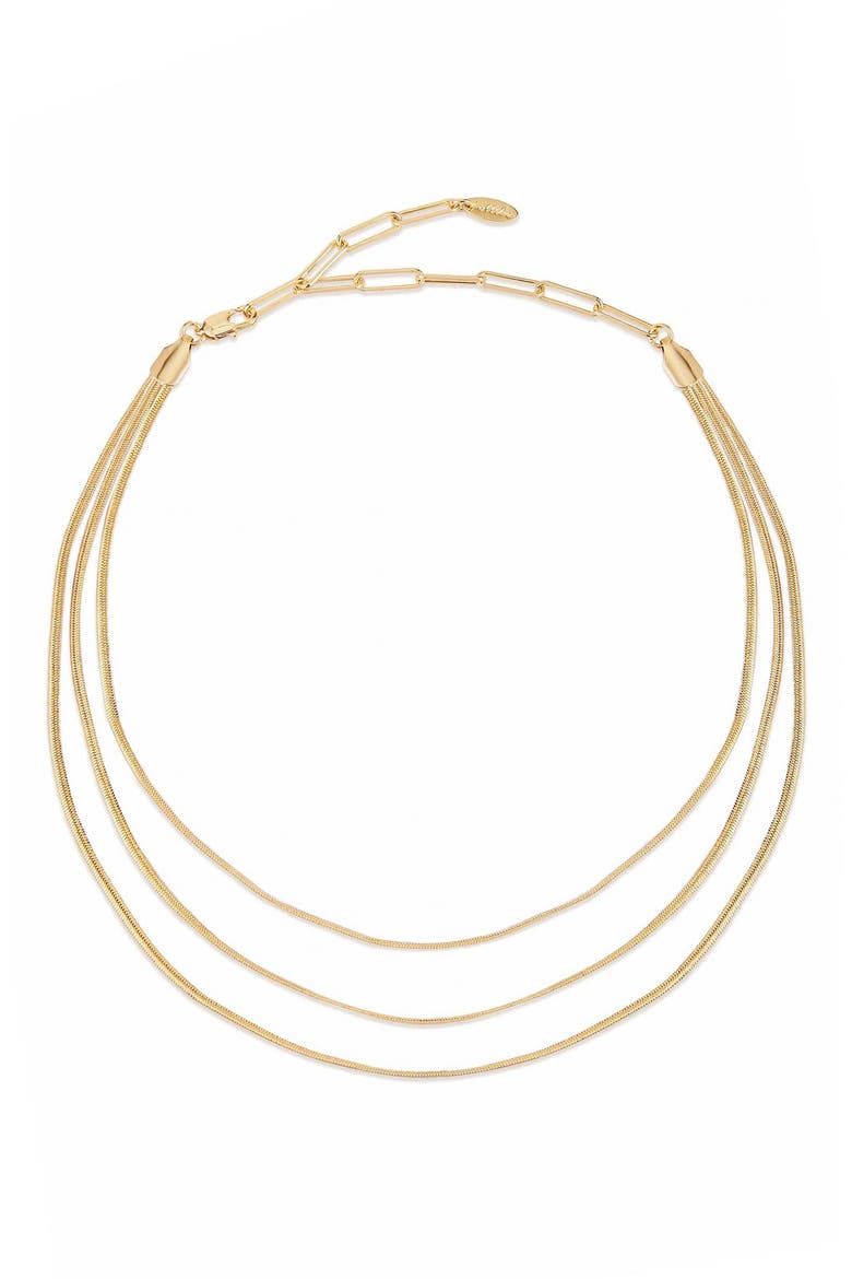 Triple Layered Flex Necklace, Main, color, GOLD