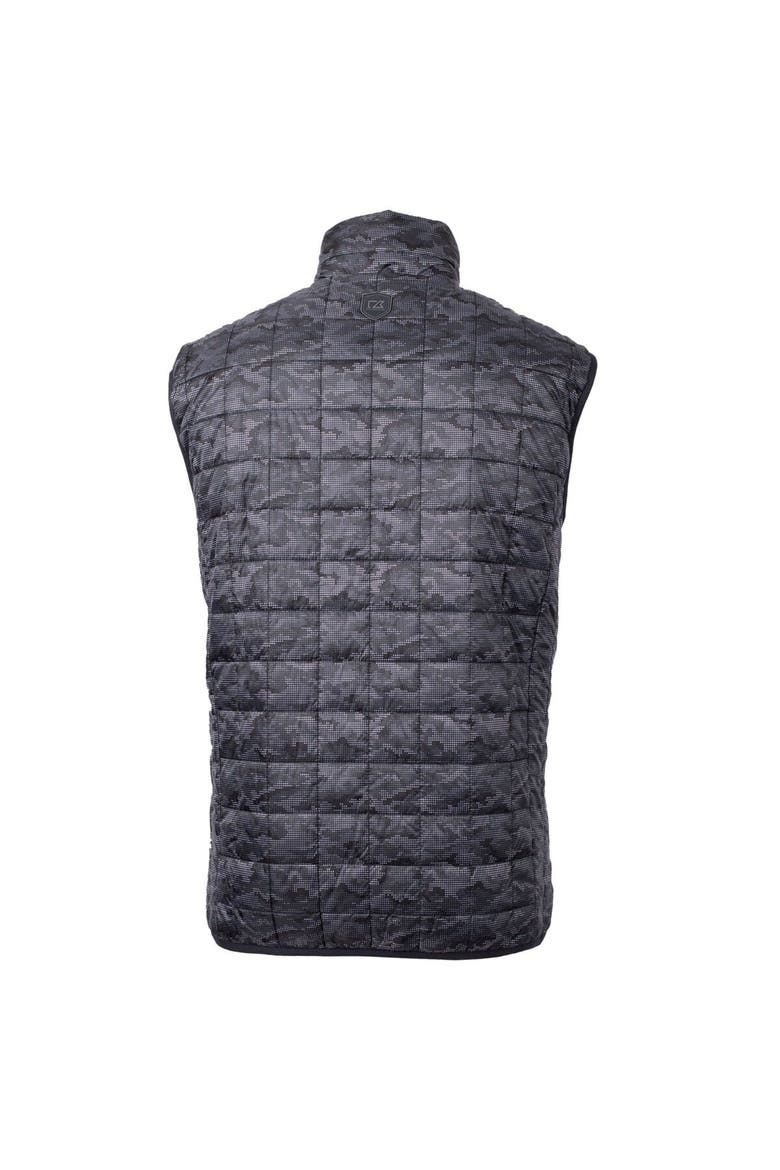 Men's Cutter & Buck  Black Ivy League Rainier PrimaLoft Eco Insulated Printed Full-Zip Puffer Vest, Alternate, color, Black