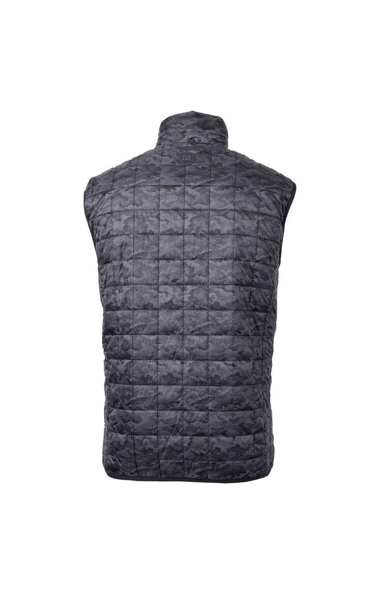 Cutter & Buck Men's Cutter & Buck  Black Ivy League Rainier PrimaLoft Eco Insulated Printed Full-Zip Puffer Vest, Alternate, color, 