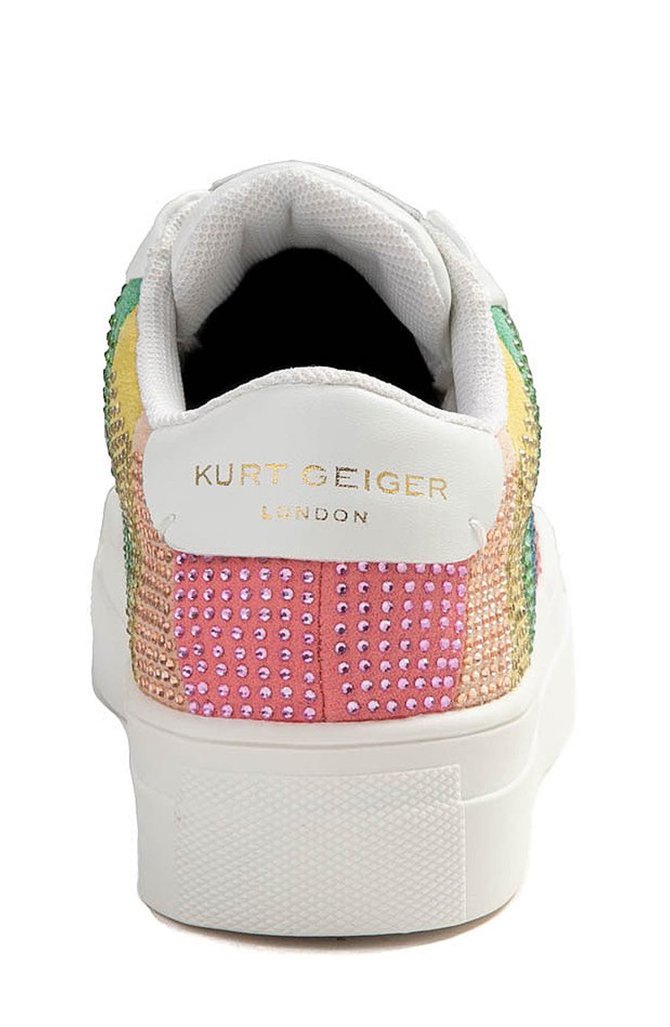 Kurt Geiger London Kids' Mini Lane Stripe Crystal Sneaker, Alternate, color, White Multi