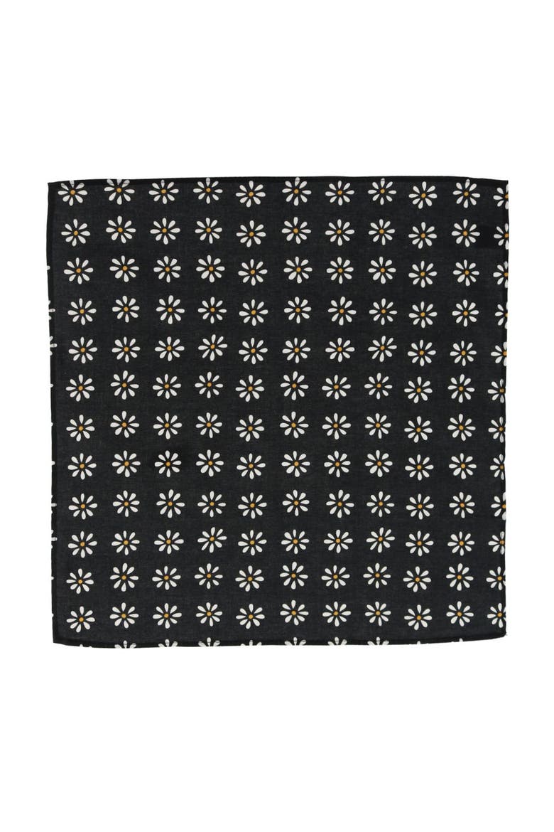 Mary's Rose Daisy Cotton Handkerchiefs, Alternate, color, Black, White, Gold
