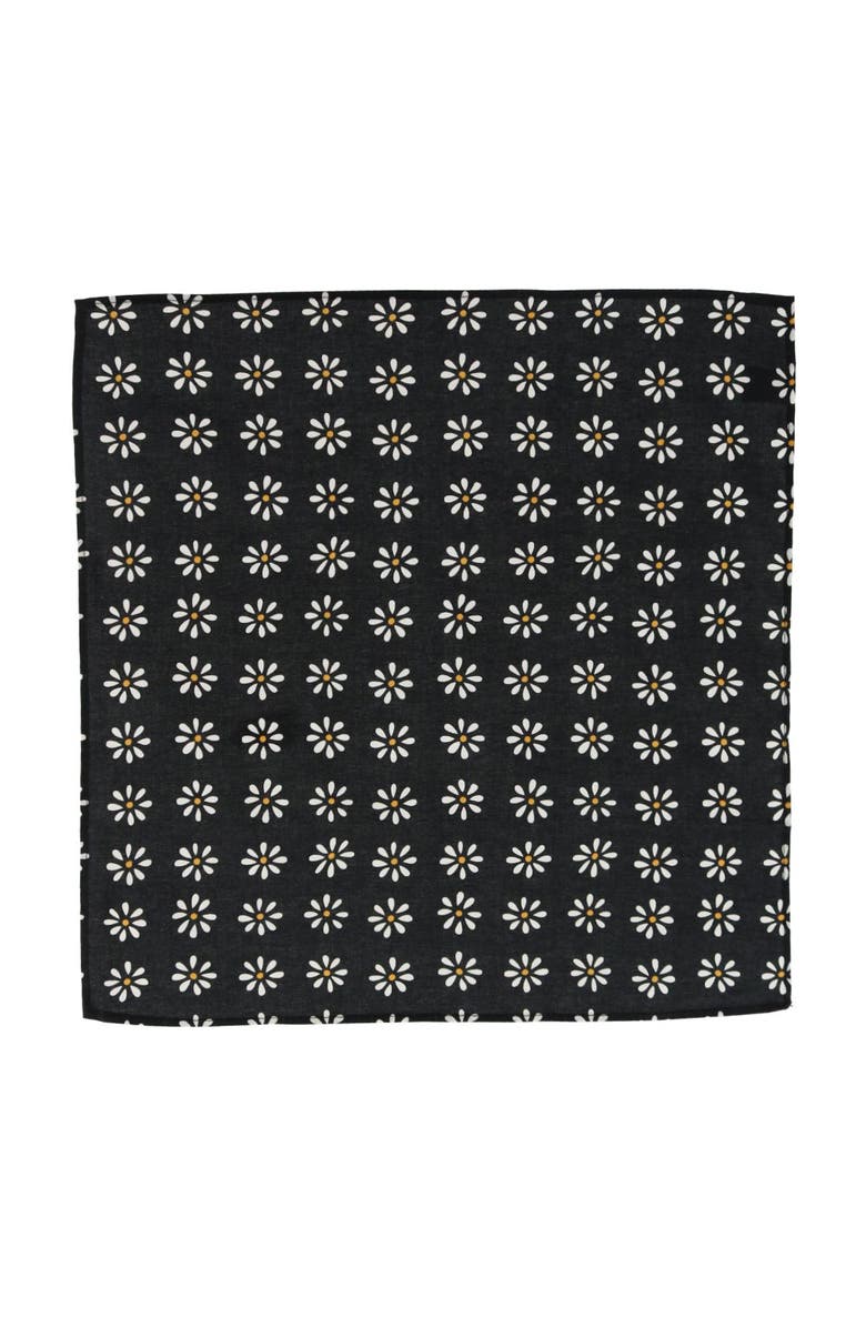 Trafalgar Mary's Rose Daisy Cotton Handkerchiefs, Alternate, color, Black, White, Gold