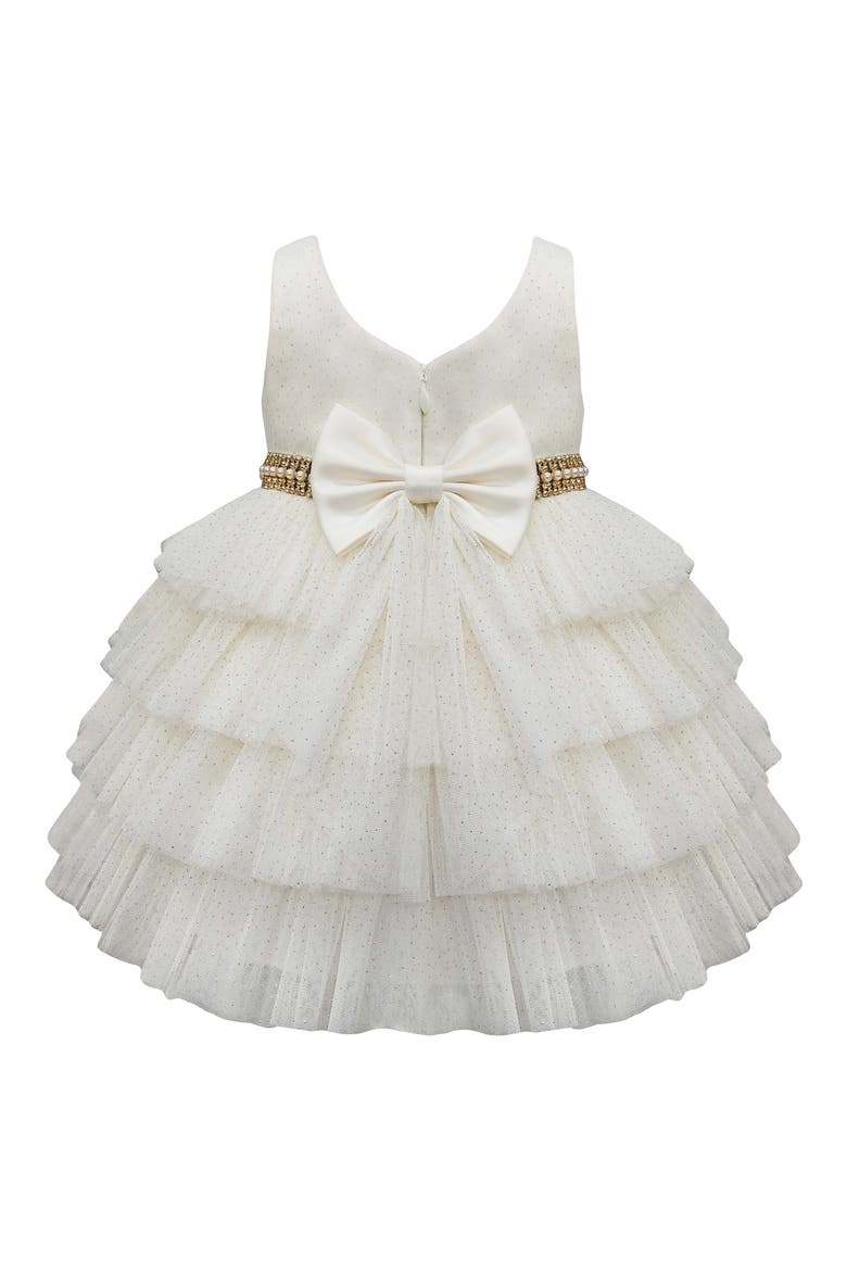 Tiered Mesh Party Dress, Alternate, color, CANDLE LIGHT