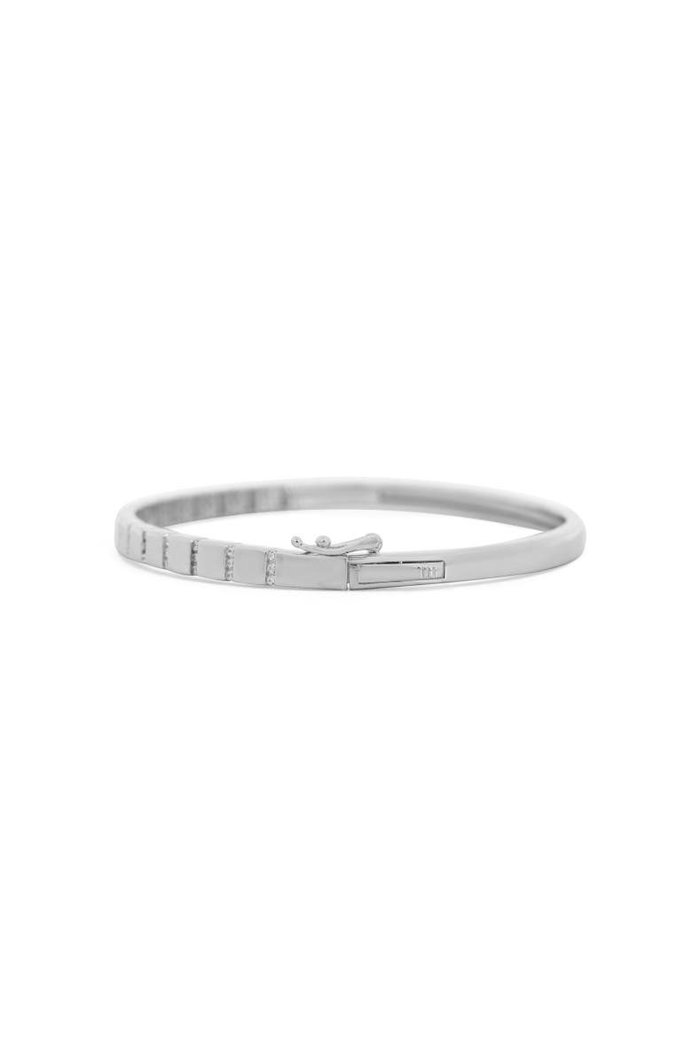 The Lovery Fine Jewelry Ribbed CZ Bangle, Alternate, color, Sterling Silver