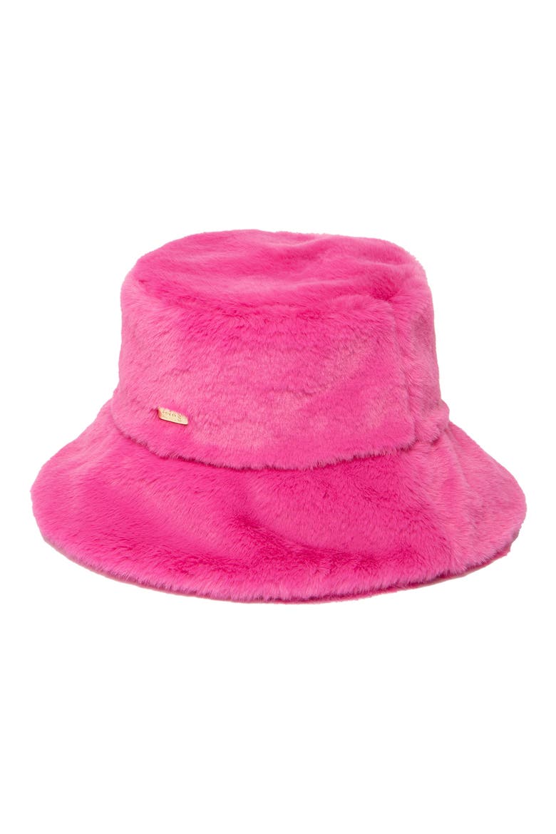 Faux Fur Bucket Hat, Main, color, PINK