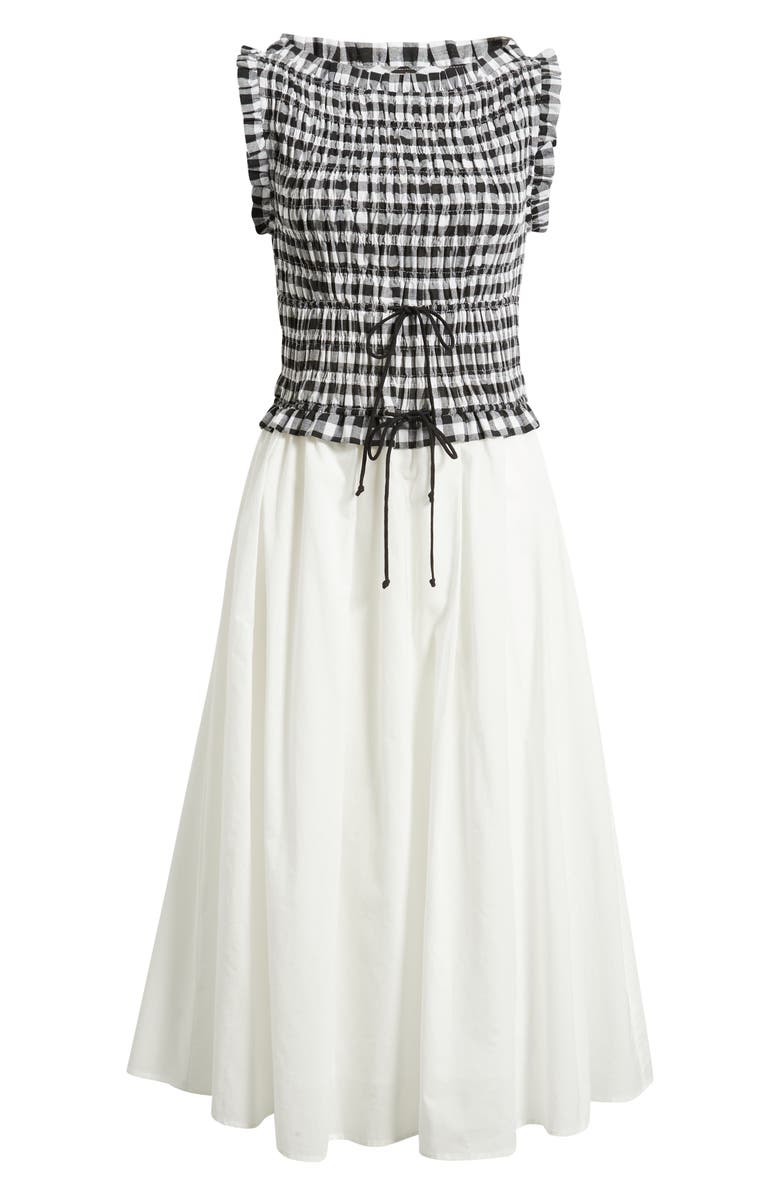 A.REN Maelle Gingham Smocked Two Tone Midi Dress, Main, color,