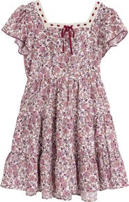 Speechless Kids' Lace Trim Ditsy Floral Dress