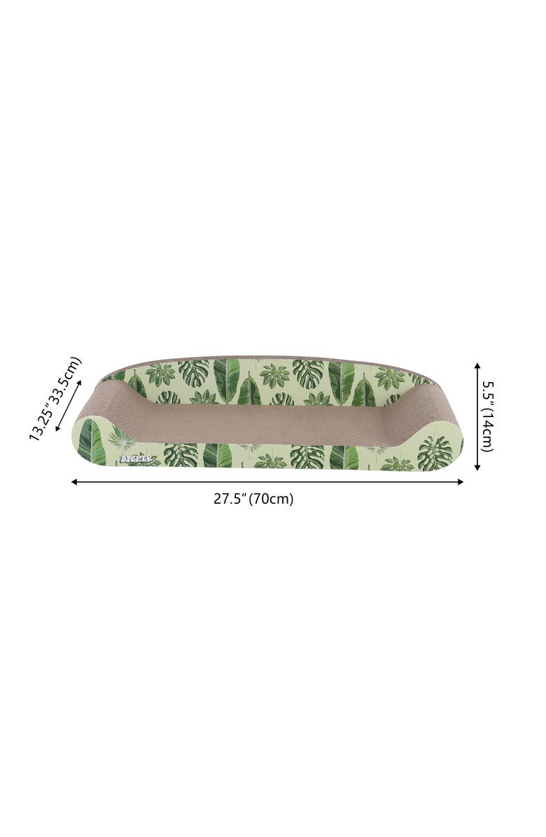 The Licker Store Montego 27.5" Coastal Patterned Cardboard Lounge Bed Cat Scratcher with Catnip, Alternate, color, Mint/Green