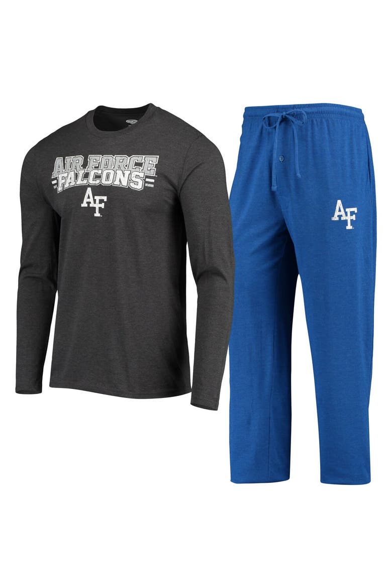 Men's Concepts Sport Royal/Heathered Charcoal Air Force Falcons Meter Long Sleeve T-Shirt & Pants Sleep Set, Main, color, Royal
