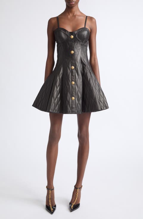 Quilted Leather Corset Minidress