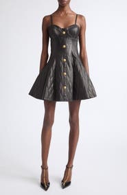 Balmain Quilted Leather Corset Minidress