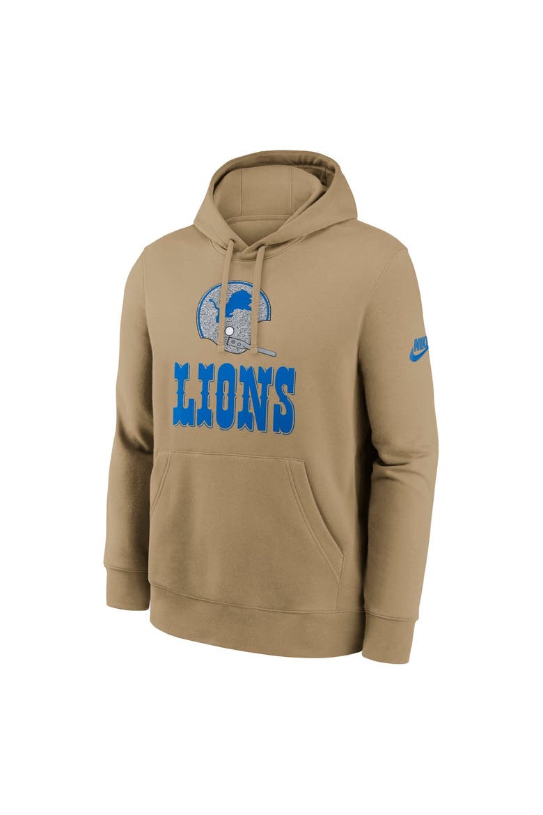 Men's Nike Tan Detroit Lions Best Season Rewind Club Pullover Hoodie, Alternate, color, Tan