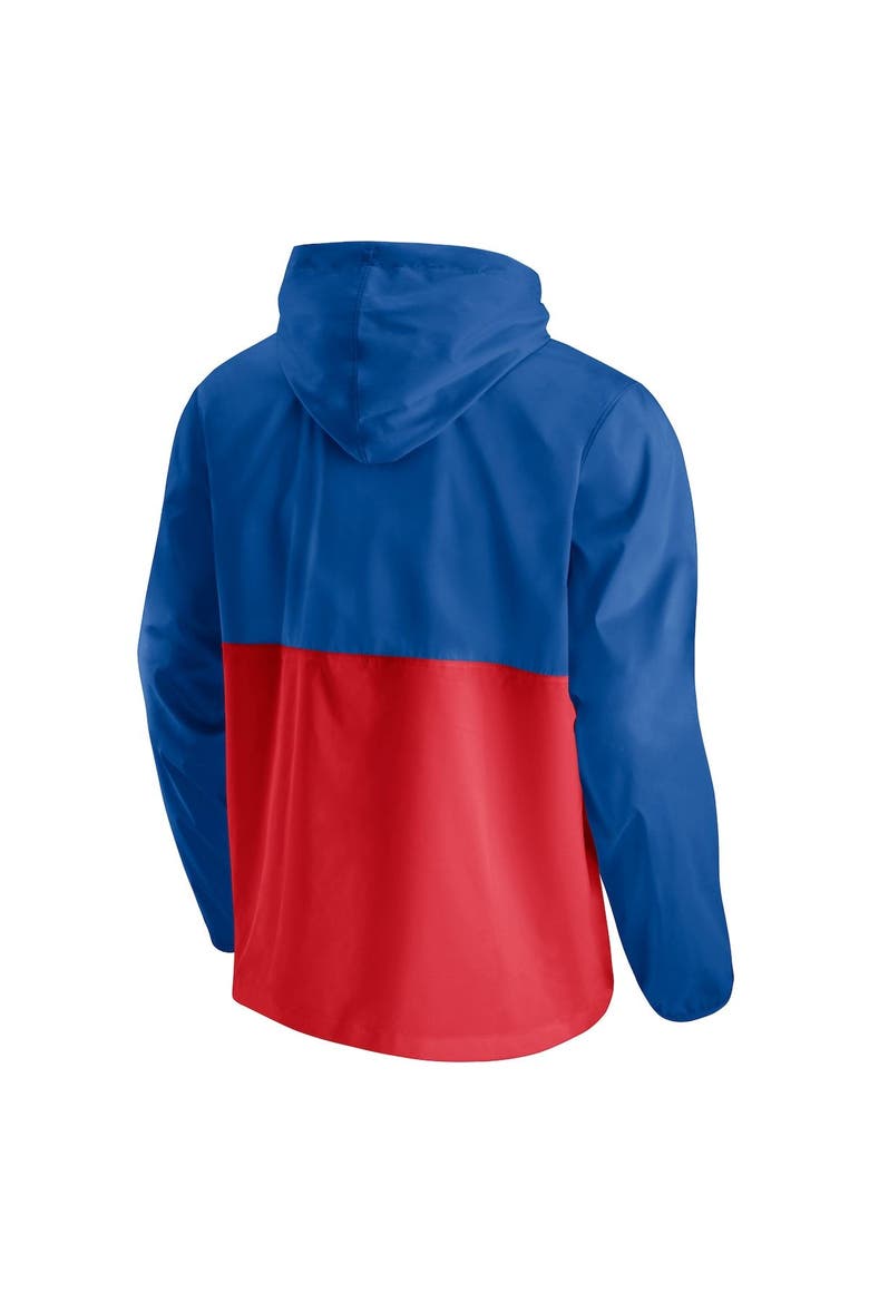 Men's Fanatics Branded Royal/Red Philadelphia 76ers Anorak Block Party Windbreaker Half-Zip Hoodie Jacket, Alternate, color, Royal