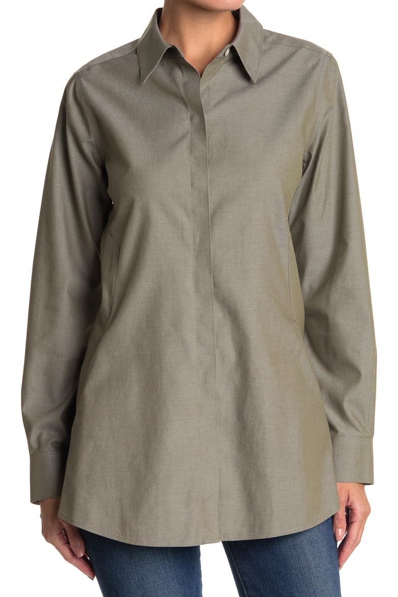 Cici Non-Iron Tunic Blouse, Main, color, BAYLEAF