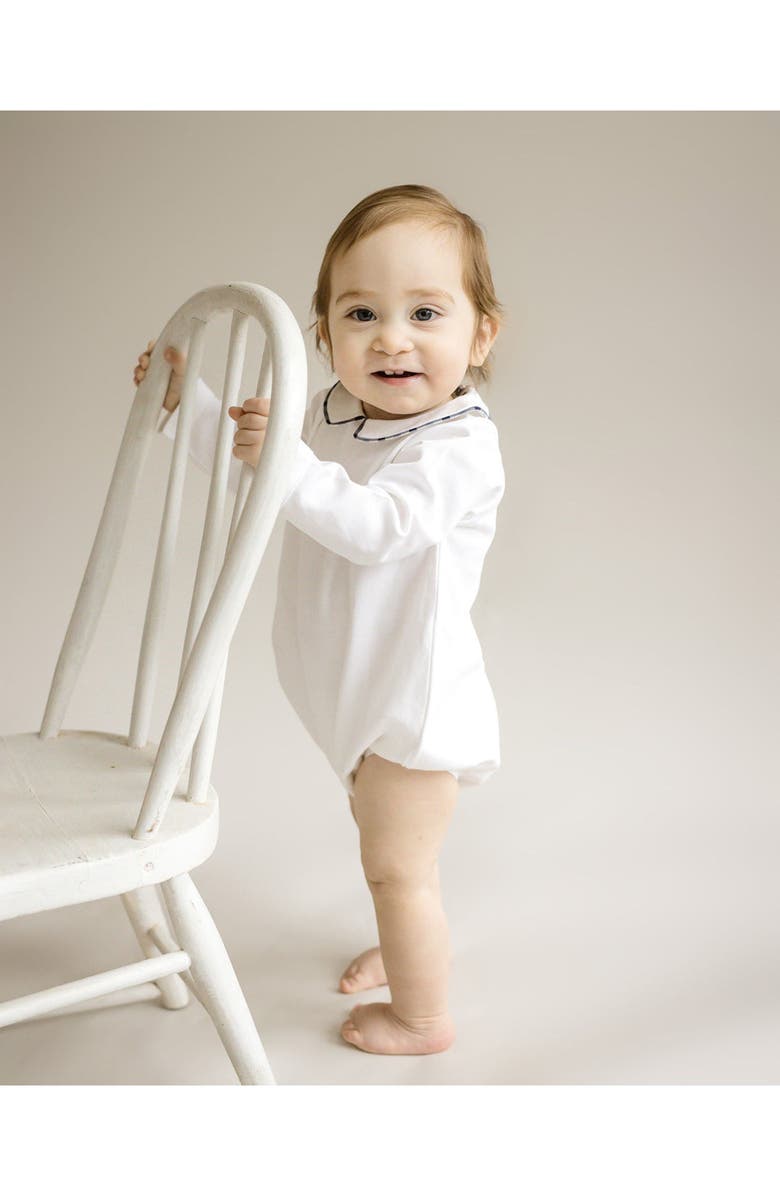 Cuclie Gingham Piping Bubble Romper, Alternate, color, White