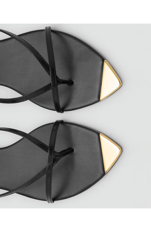 Mango Leather Sandals With Strap And Contrasting Toe Black In Black