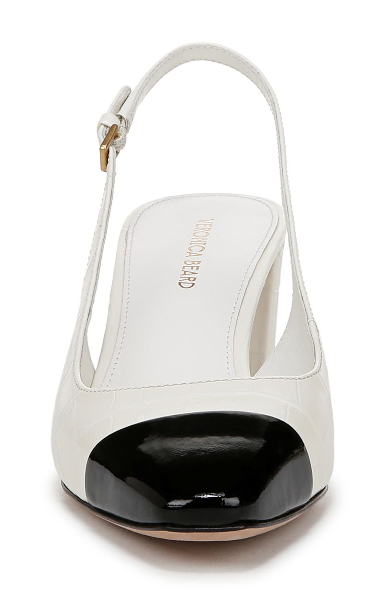 Veronica Beard Cecile Cap Toe Slingback Pump, Alternate, color, Coconut/ Black