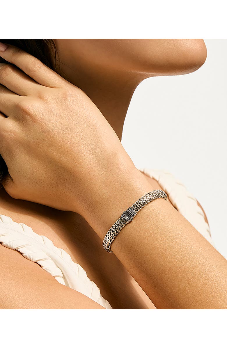 John Hardy Icon Bracelet, Sterling Silver, Pavé, 6.5mm, Alternate, color, Silver Black Stone