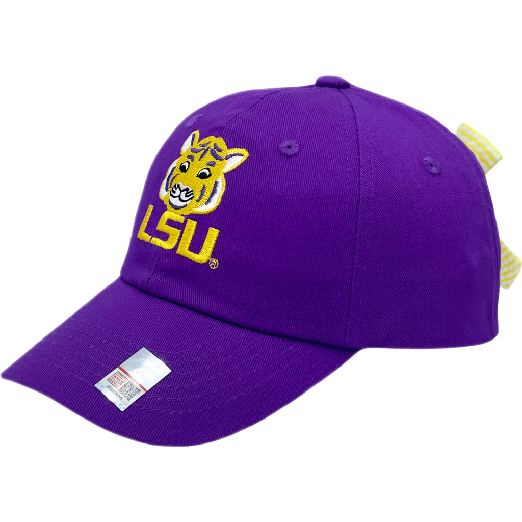 Bits & Bows Lsu Tigers Bow Baseball Hat In Purple
