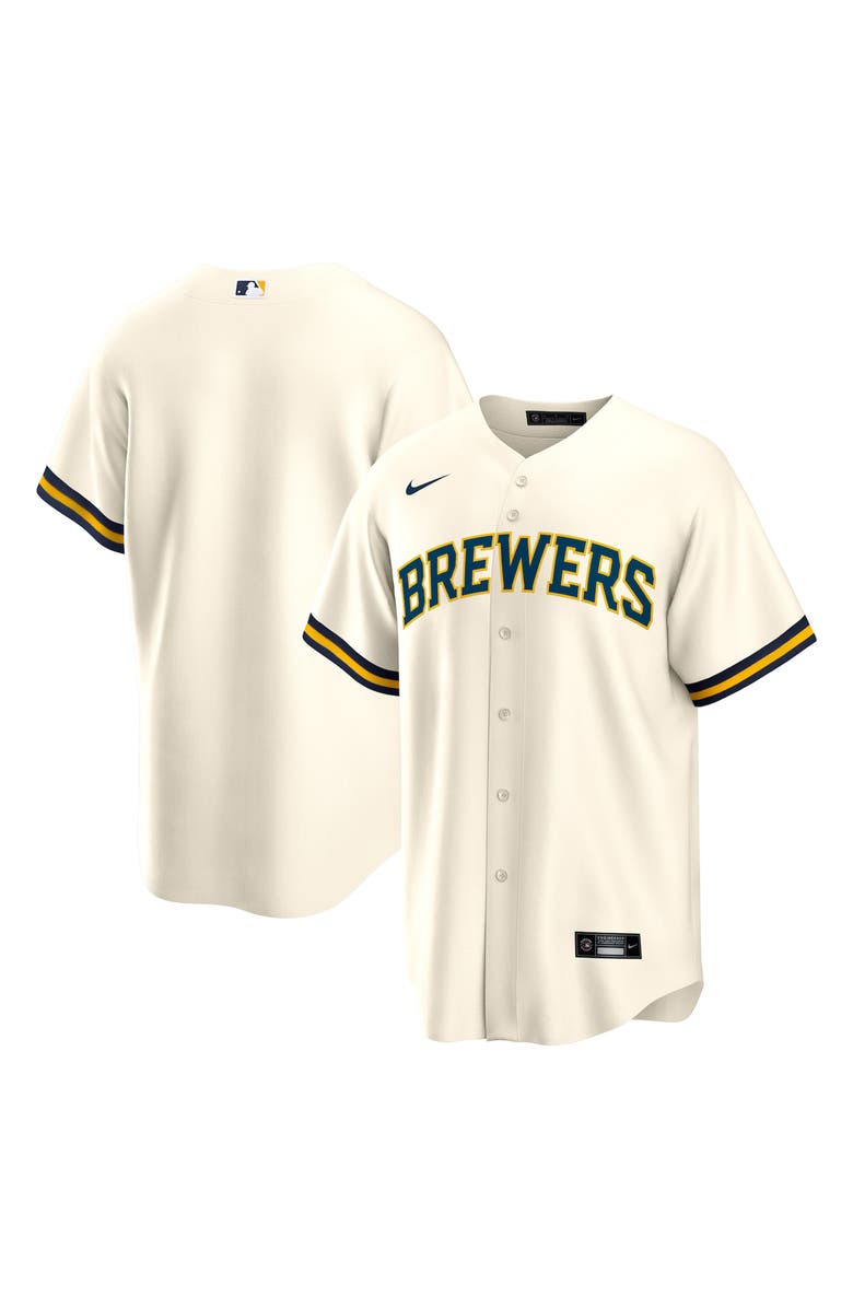 Nike Men's Nike Cream Milwaukee Brewers Home Blank Replica Jersey, Alternate, color, 