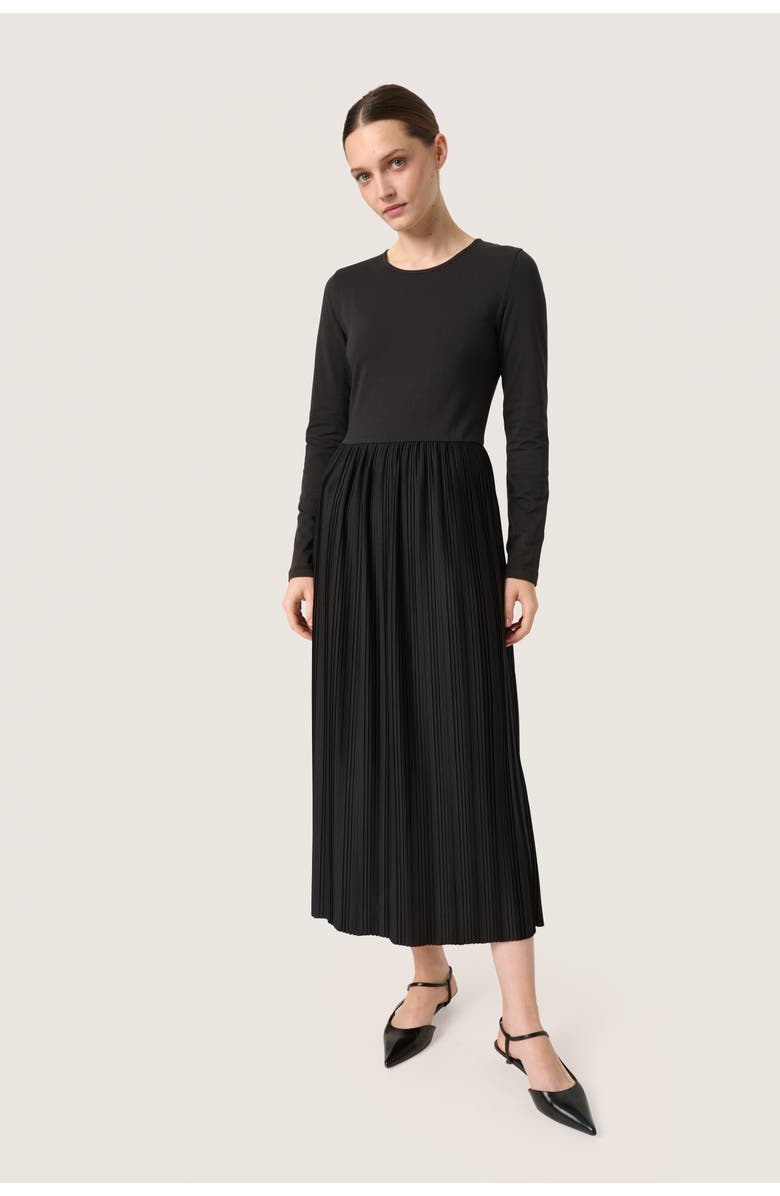 Soaked in Luxury Simone Plisse Long Sleeve Maxi Dress, Main, color, Black