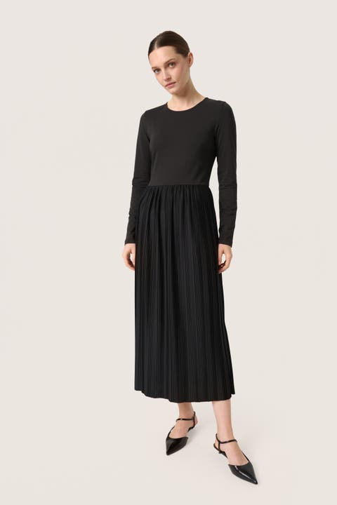 Simone Plisse Long Sleeve Maxi Dress