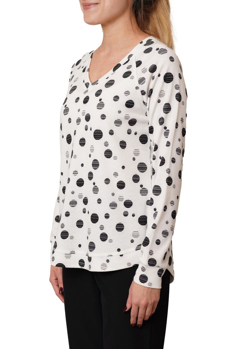 V-Neck Raglan Sweater, Alternate, color, BONE/ BLACK