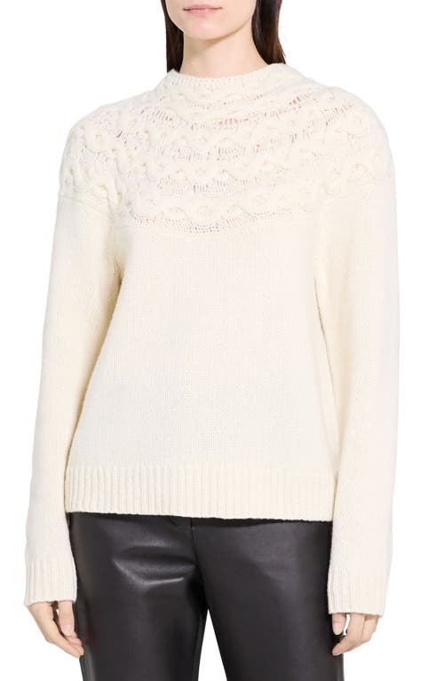 Theory Cable Yoke Wool Cashmere Sweater In Neutral