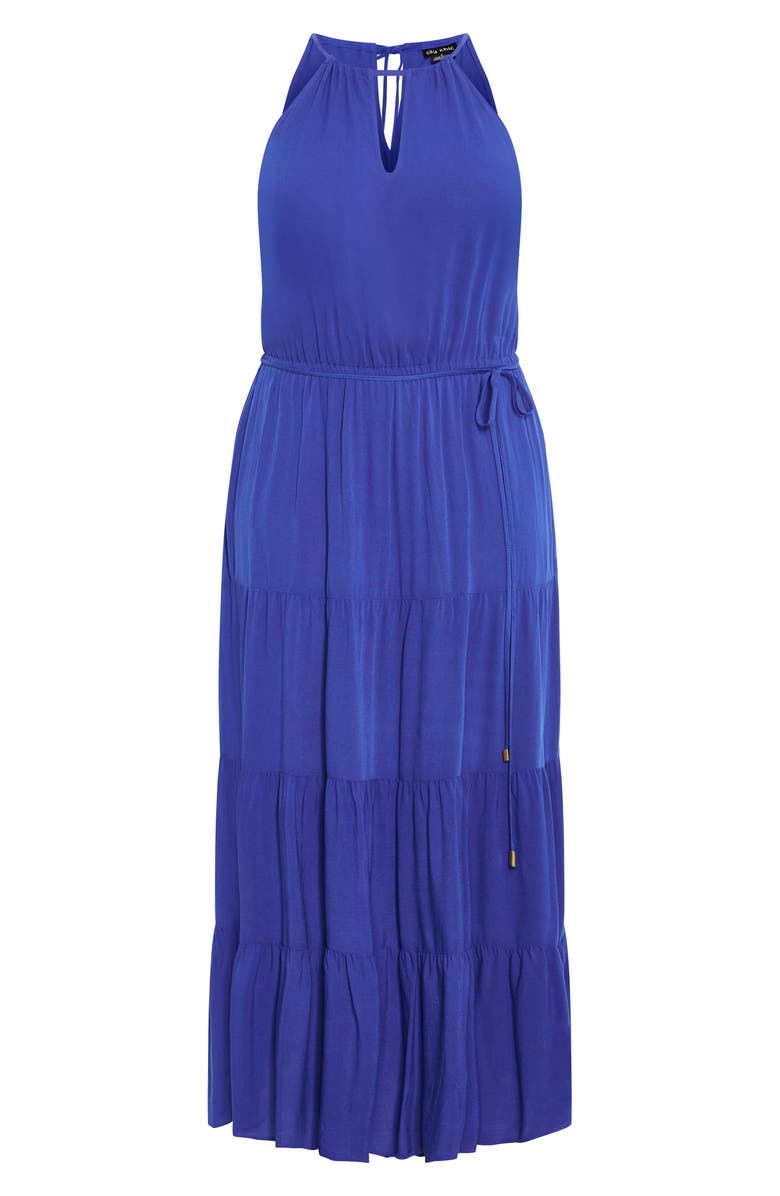 City Chic Stacey Keyhole Tiered Maxi Dress, Alternate, color, Marine