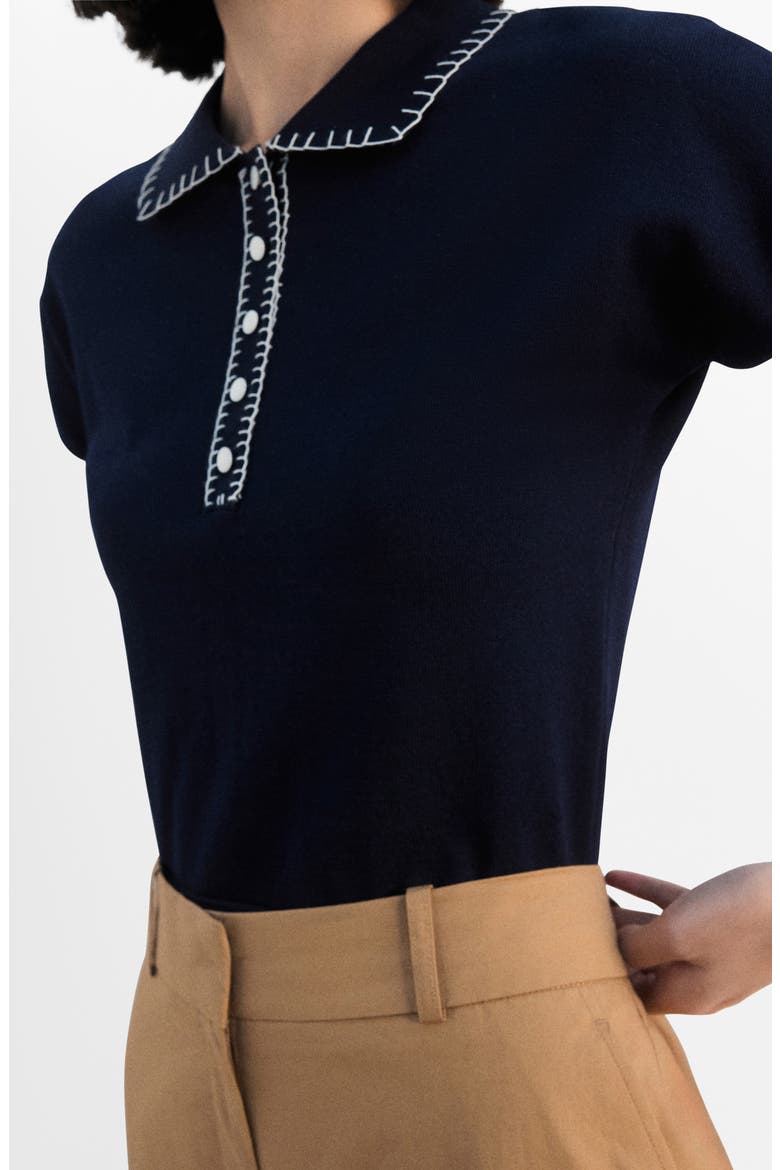 Whipstitch Polo Sweater, Alternate, color, NAVY