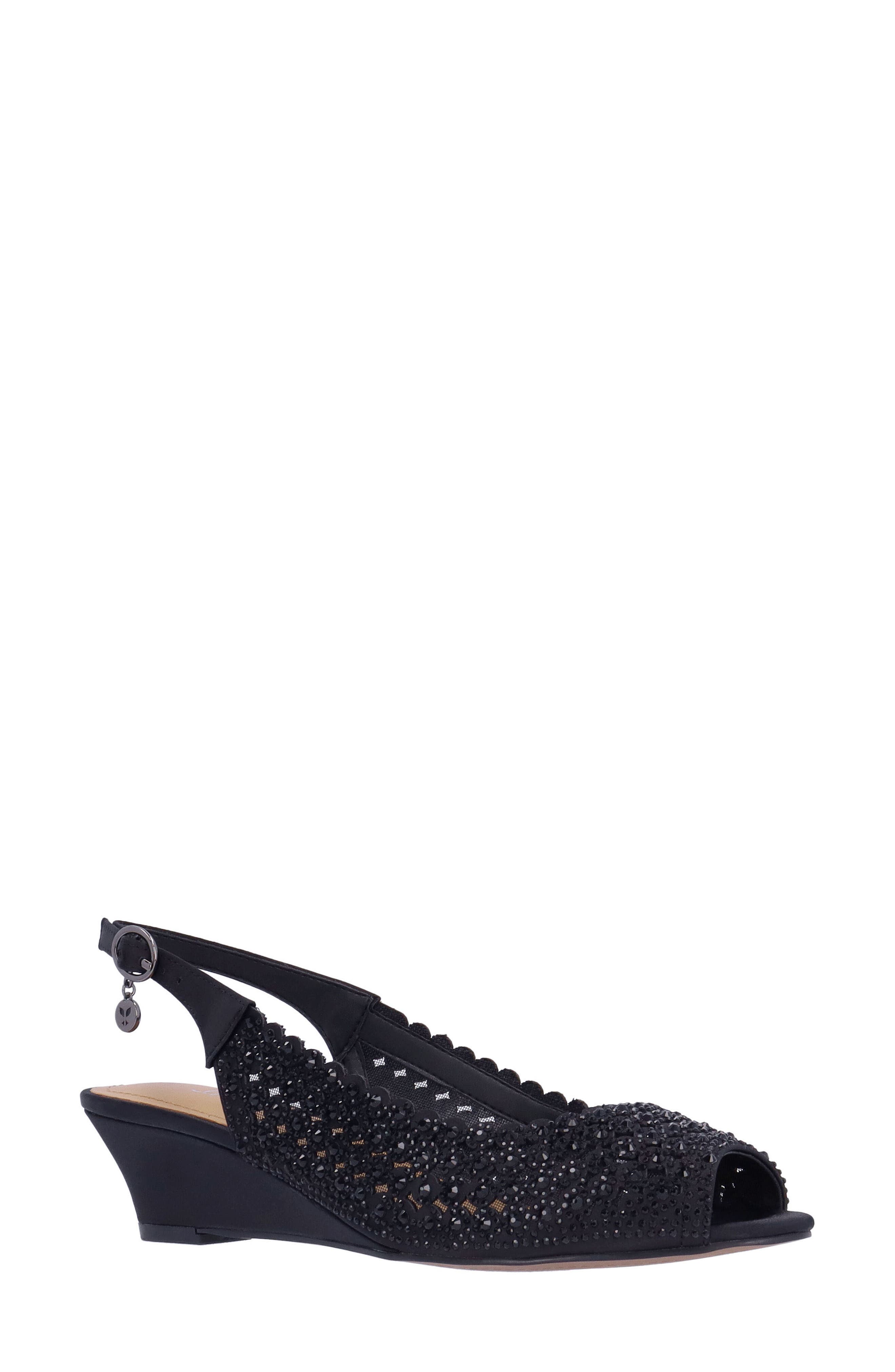 J. Reneé Malorie Slingback Wedge Sandal, Main, color, Black
