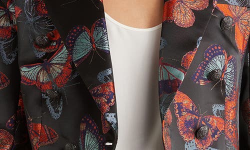 L Agence L'agence Marie Butterfly Jacquard Double Breasted Blazer In Multi