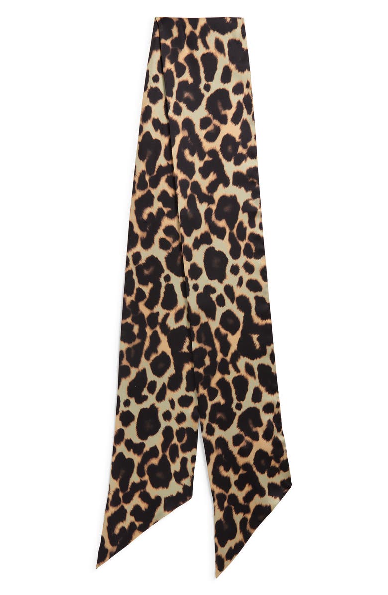 Nordstrom Floral Print Silk Skinny Scarf, Alternate, color, Leopard