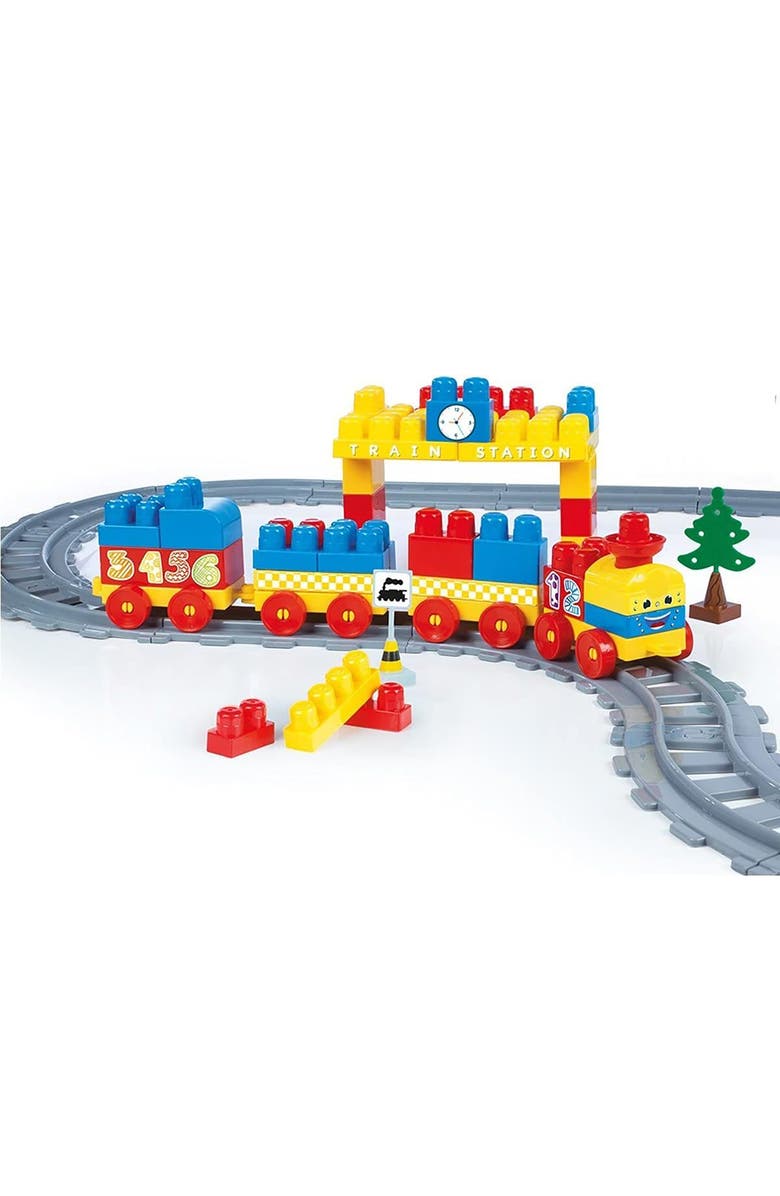 Dolu Train Set 89 Pcs Blocks Assembly Station & Tracks, Ages 18Mo+, Alternate, color, Multicolored