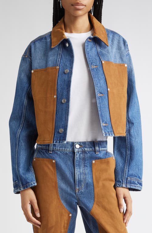 Stella Mccartney Denim & Faux Suede Trucker Jacket In Blue