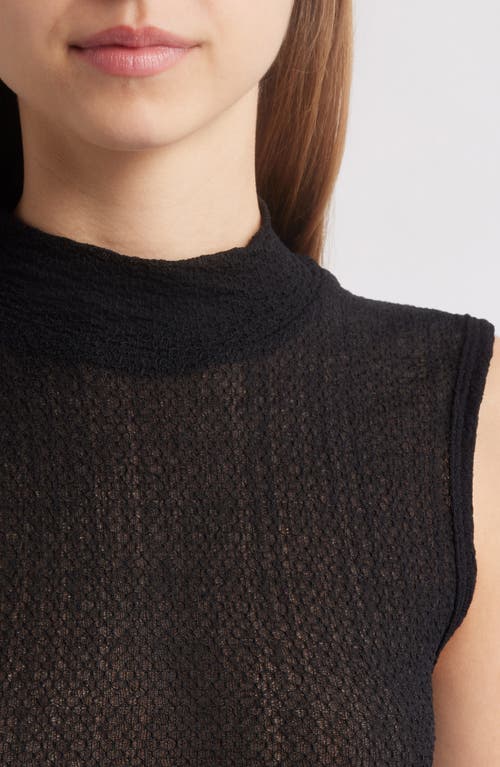 Frame Mesh Mock Neck Tank In Black